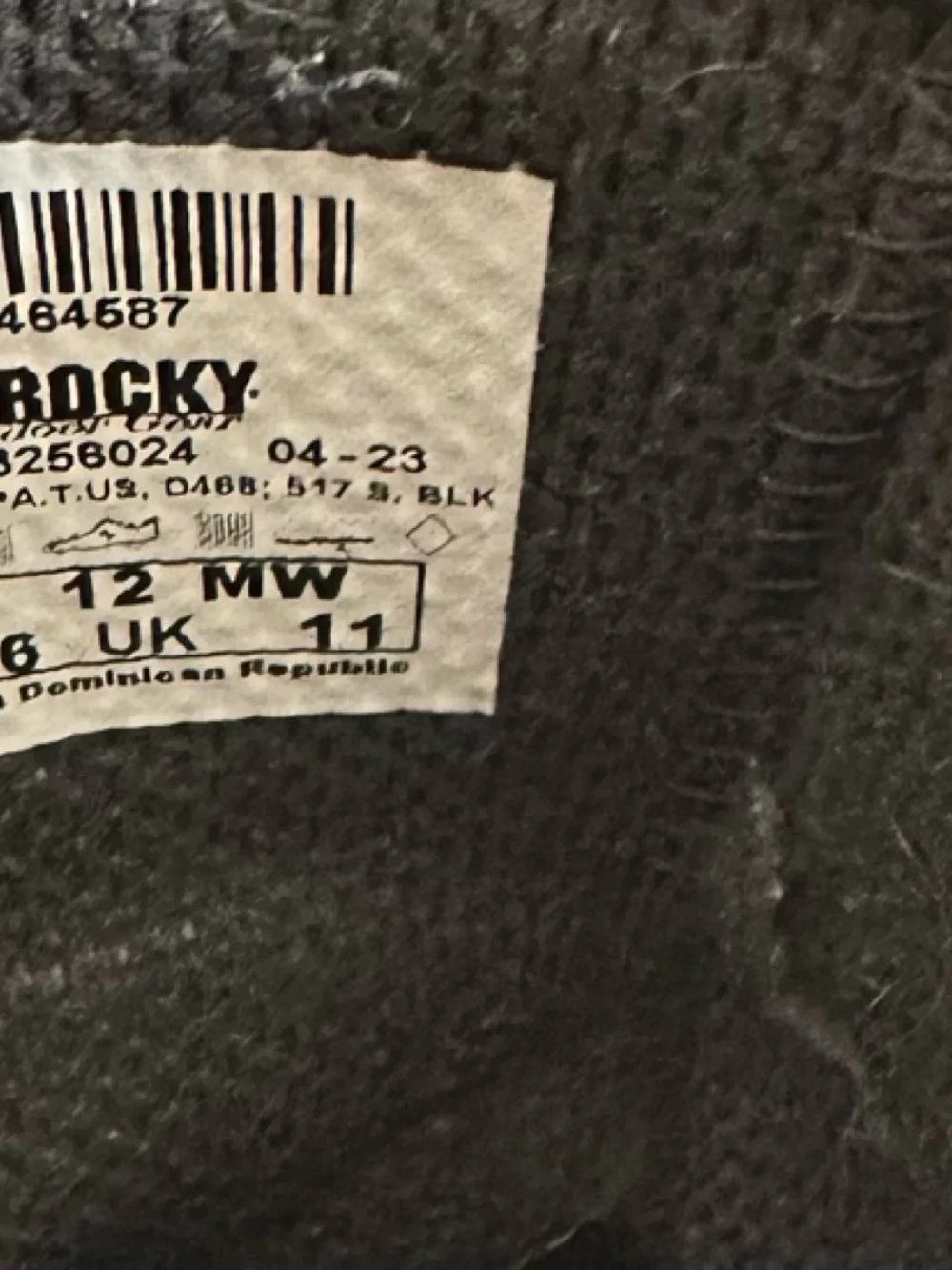 Men 12 boots Rocky Black Work shoes